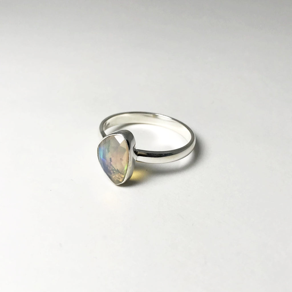 Faceted Ethiopian Fire Opal Ring - Rocks and Gems Canada