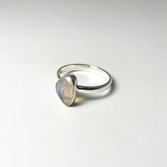 Faceted Ethiopian Fire Opal Ring - Rocks and Gems Canada