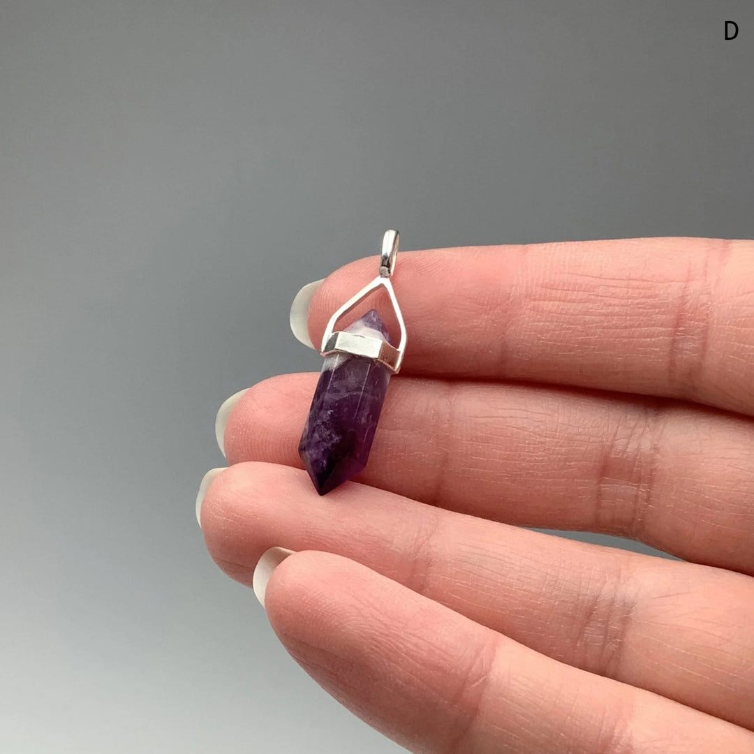 Chevron Amethyst Double Terminated Point Pendant - Rocks and Gems Canada