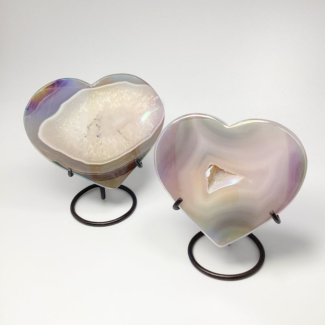 Rainbow Agate Heart on Stand - Rocks and Gems Canada