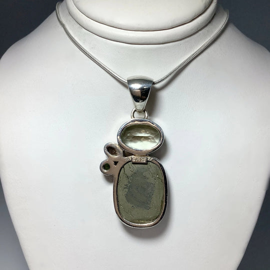 Iron Pyrite, Green Amethyst, Smoky Quartz and Peridot Pendant - Rocks and Gems Canada