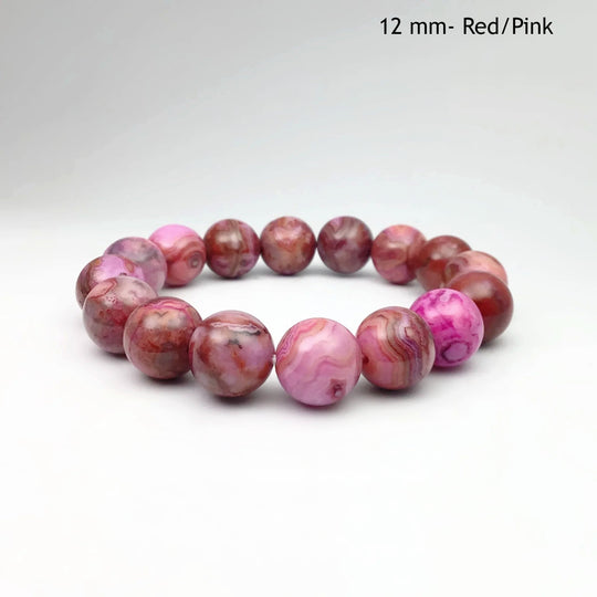 Pink Crazy Lace Agate Beaded Bracelet - Rocks and Gems Canada