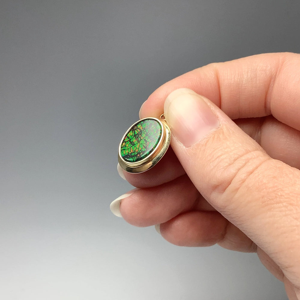 Alberta Ammolite 14K Gold Pendant - Rocks and Gems Canada