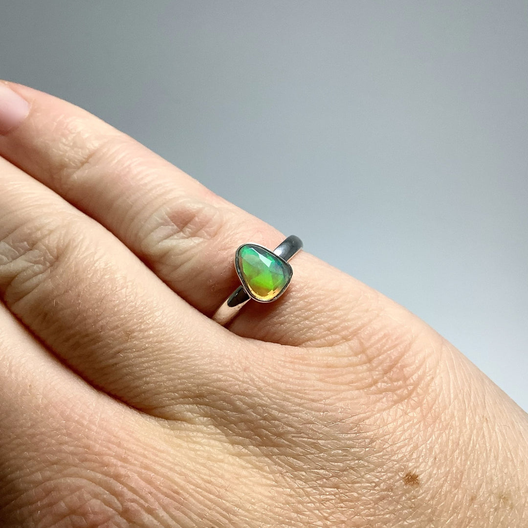 Freeform Faceted Ethiopian Fire Opal Ring - Rocks and Gems Canada