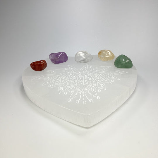 Selenite Lotus Heart Charging Plate - Rocks and Gems Canada