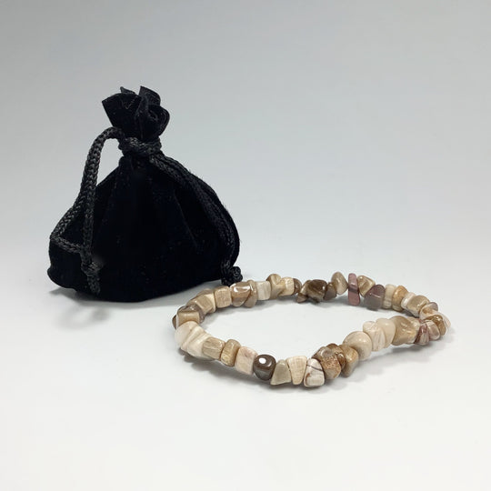 Petrified Wood Chip Beaded Bracelet - Rocks and Gems Canada