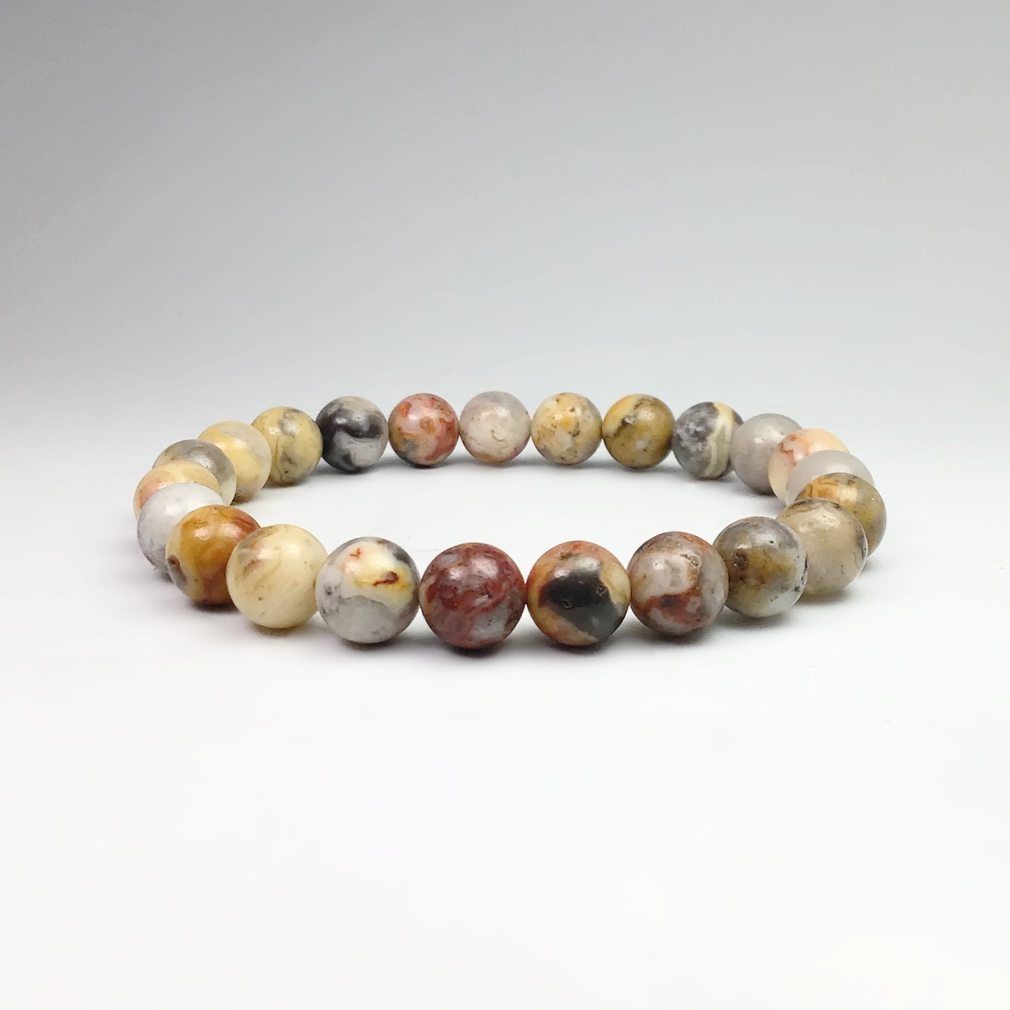 Natural Crazy Lace Agate Beaded Bracelet - Rocks and Gems Canada