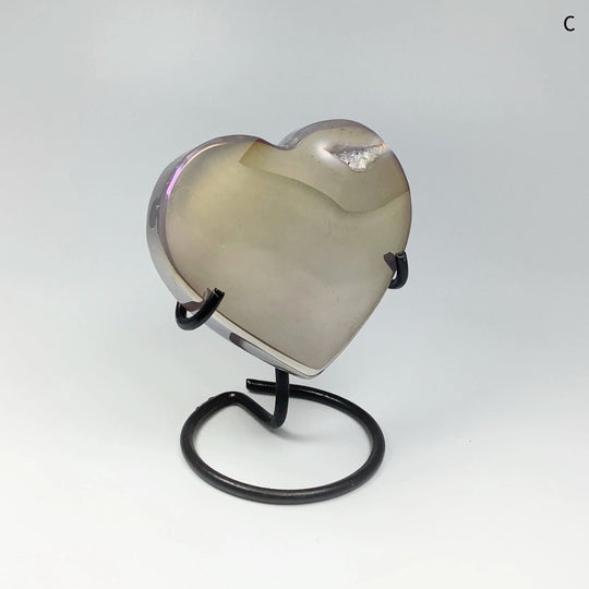 Rainbow Agate Heart on Stand - Rocks and Gems Canada