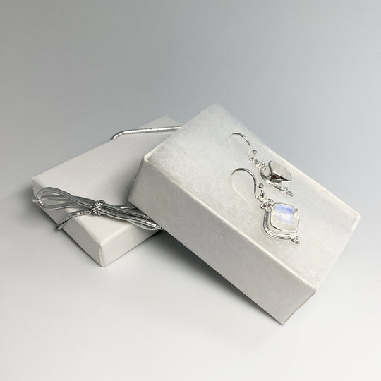 Rainbow Moonstone Dangle Earrings - Rocks and Gems Canada