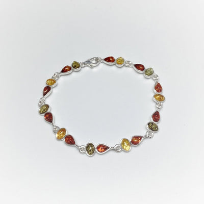 Mixed Amber Sterling Silver Bracelet