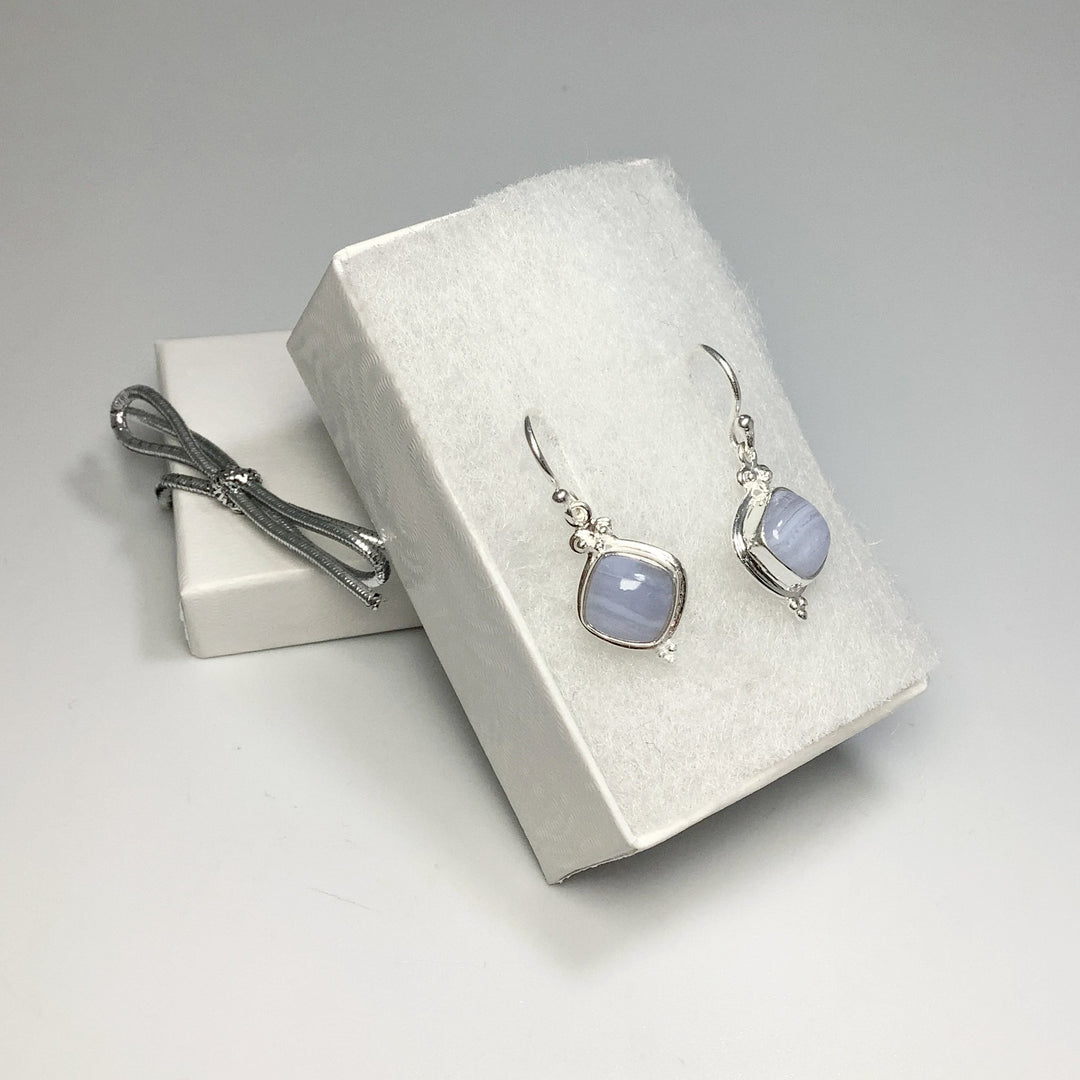 Blue Lace Agate Dangle Earrings - Rocks and Gems Canada
