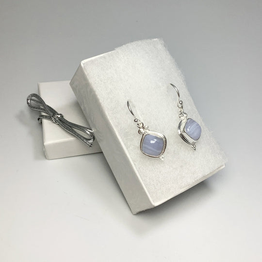 Blue Lace Agate Dangle Earrings - Rocks and Gems Canada
