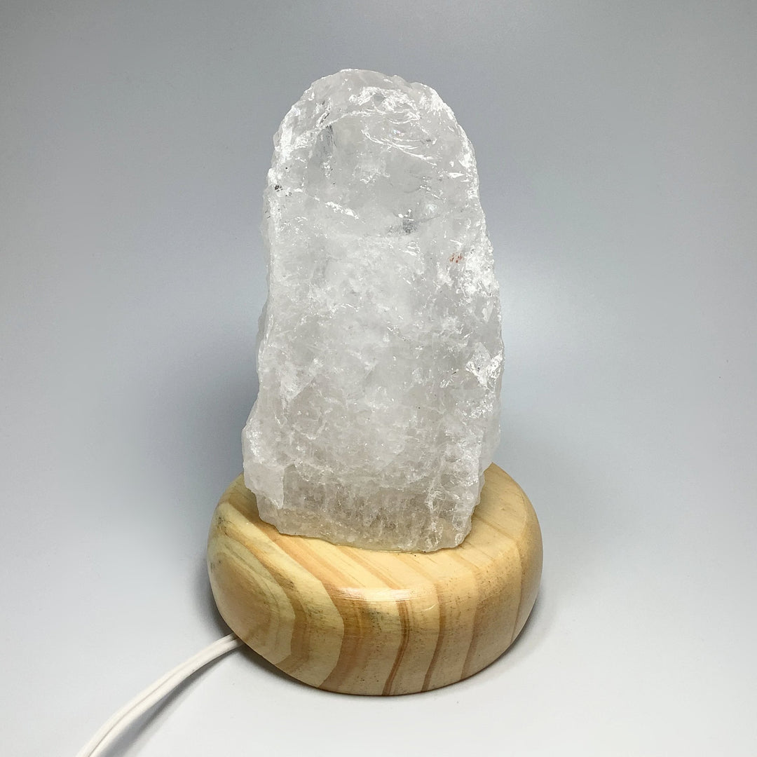 Quartz Lamp with Wooden Base - Rocks and Gems Canada