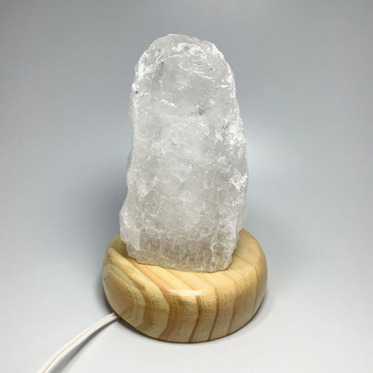 Quartz Lamp with Wooden Base - Rocks and Gems Canada