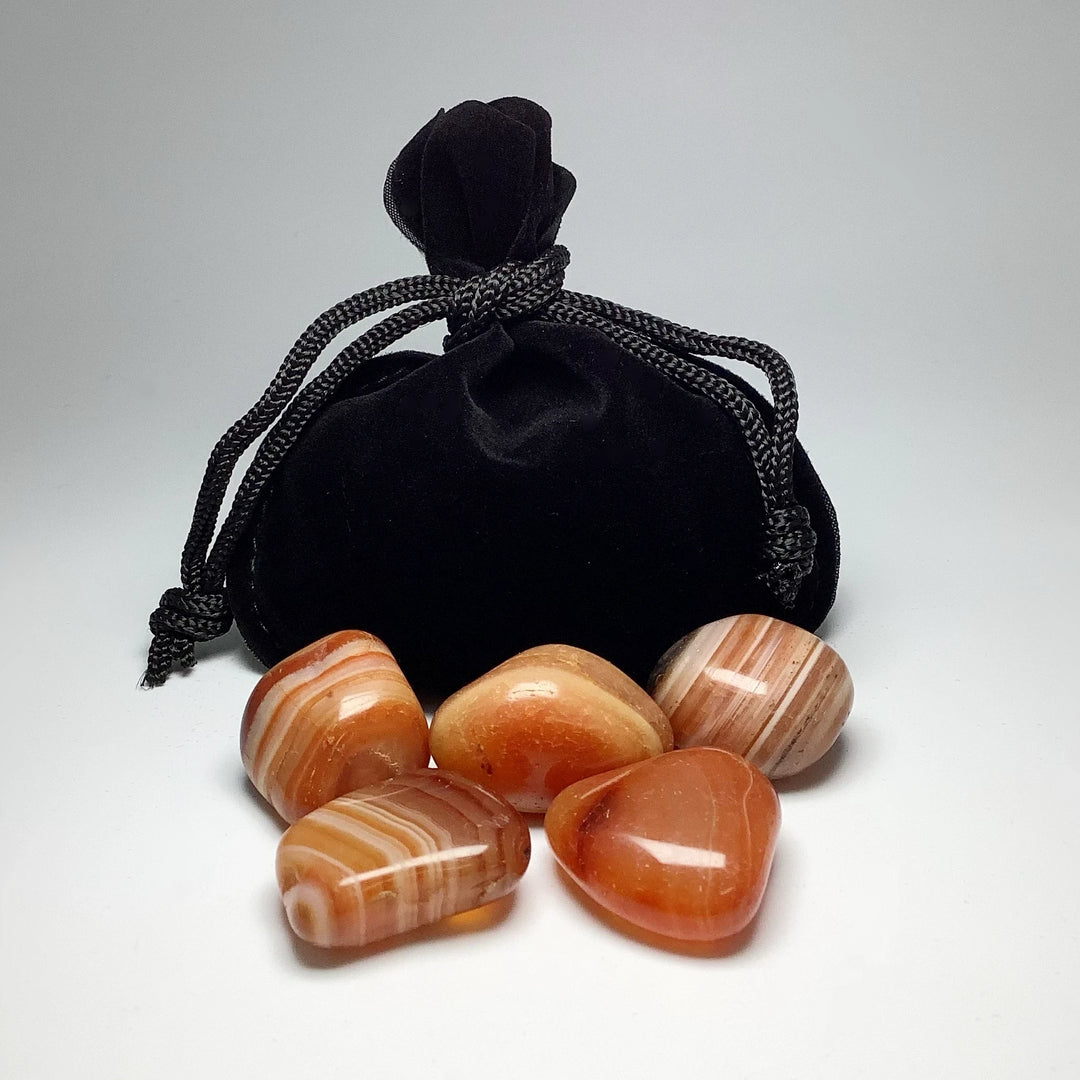 Carnelian Agate Small Tumbles Pouch - Rocks and Gems Canada