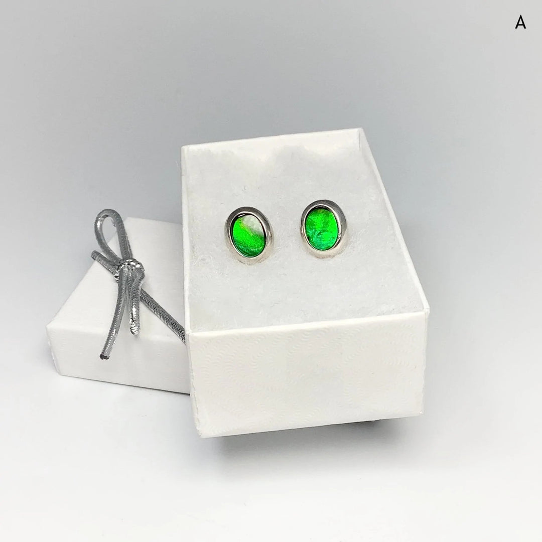 Alberta Ammolite Stud Earrings - Rocks and Gems Canada