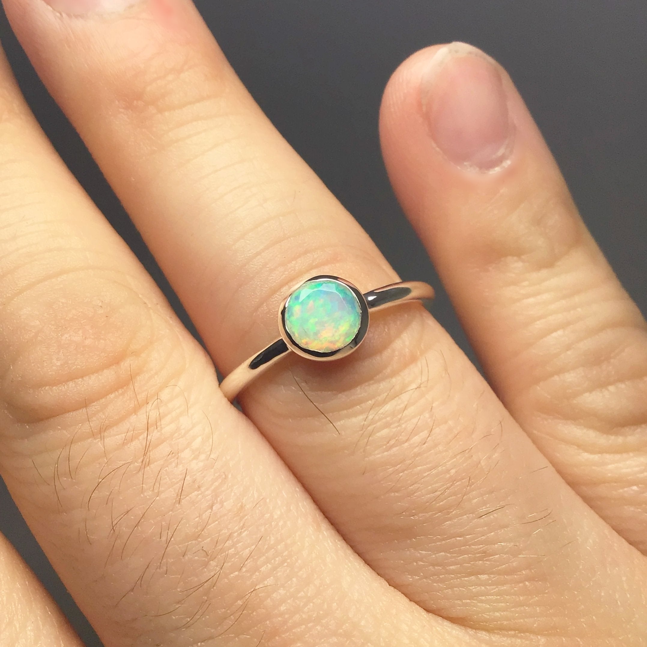 Faceted Ethiopian Fire Opal Ring - Rocks and Gems Canada