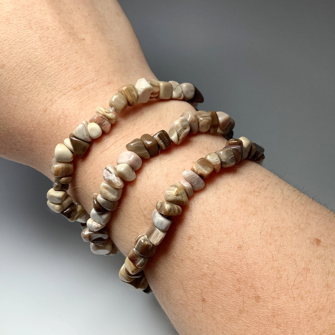 Petrified Wood Chip Beaded Bracelet - Rocks and Gems Canada