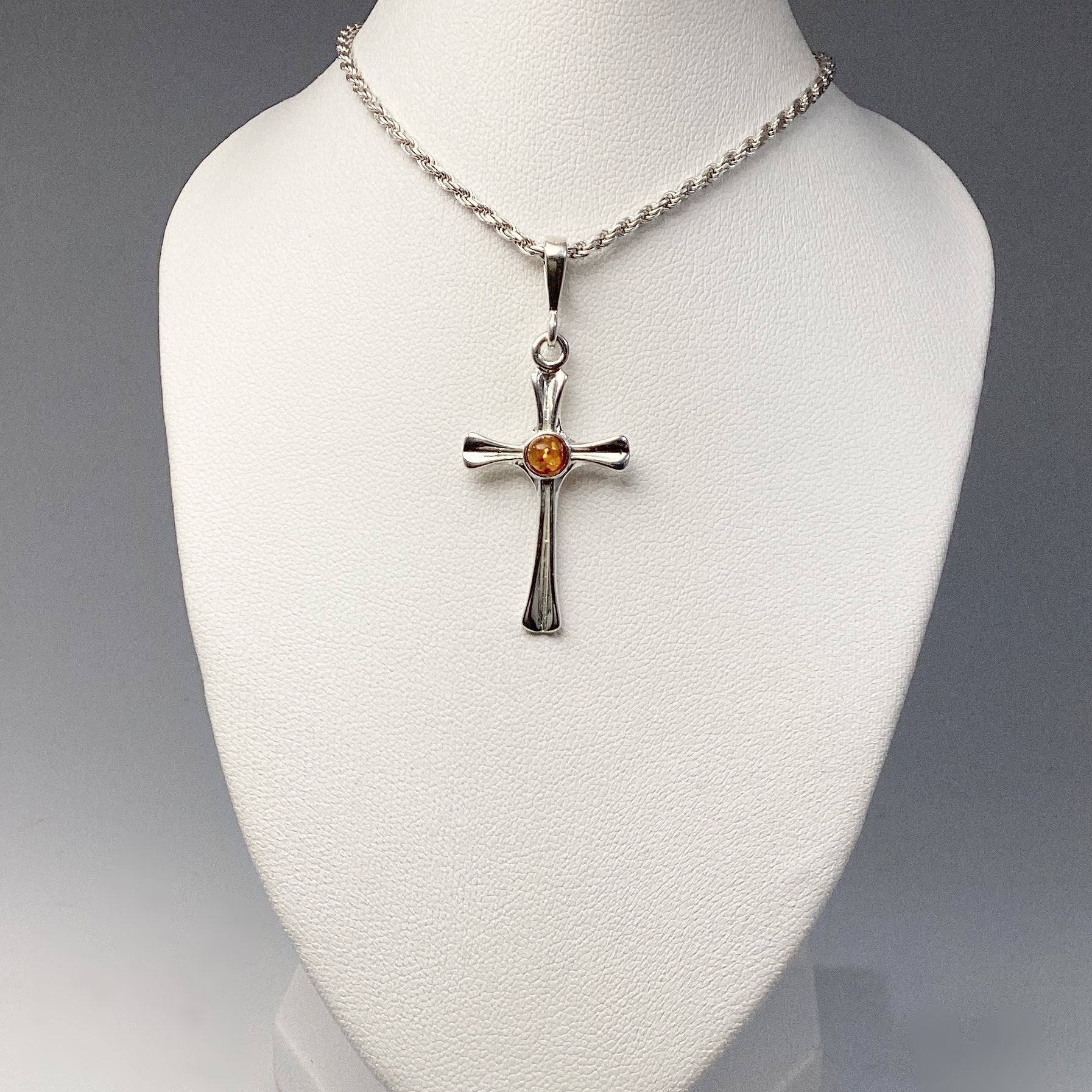 Cognac Amber Cross Pendant - Rocks and Gems Canada