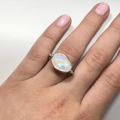 Rainbow Moonstone Ring - Size 9.25