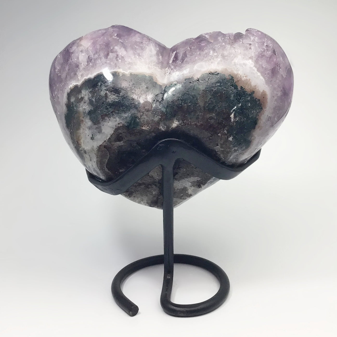 Amethyst Druze Cluster Heart On Stand