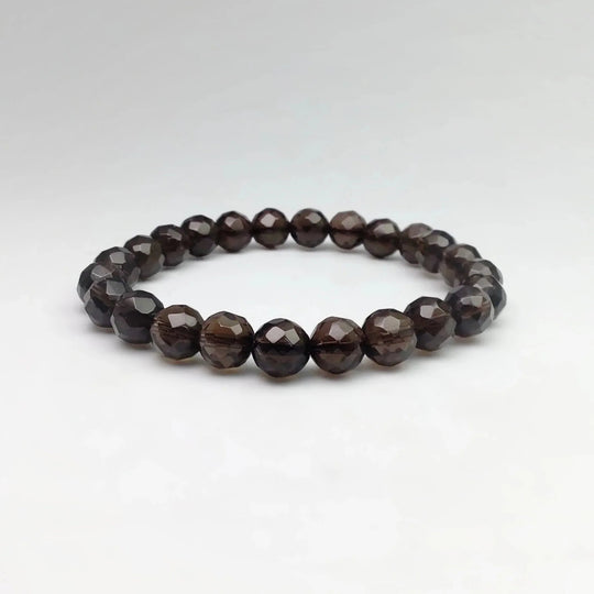 Smoky Quartz Faceted Beaded Bracelet - Rocks and Gems Canada
