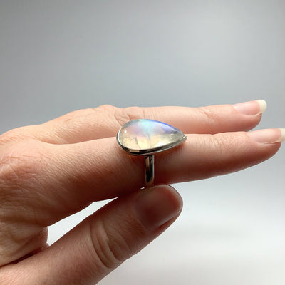 Rainbow Moonstone Ring - Size 8