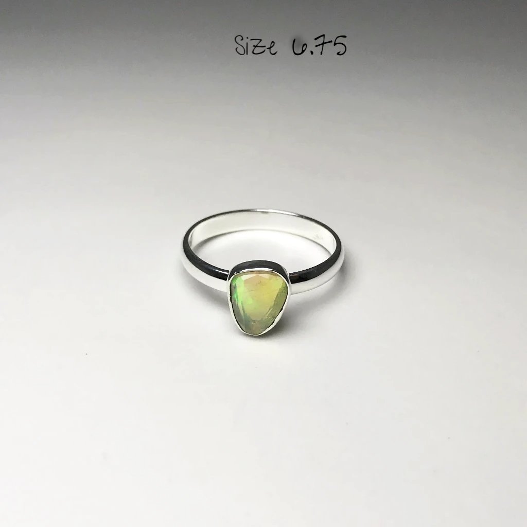 Freeform Faceted Ethiopian Fire Opal Ring - Rocks and Gems Canada