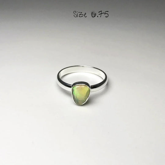 Freeform Faceted Ethiopian Fire Opal Ring - Rocks and Gems Canada