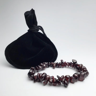 Garnet Chip Beaded Bracelet