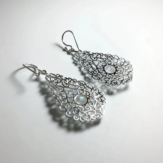 Rainbow Moonstone Dangle Earrings - Rocks and Gems Canada