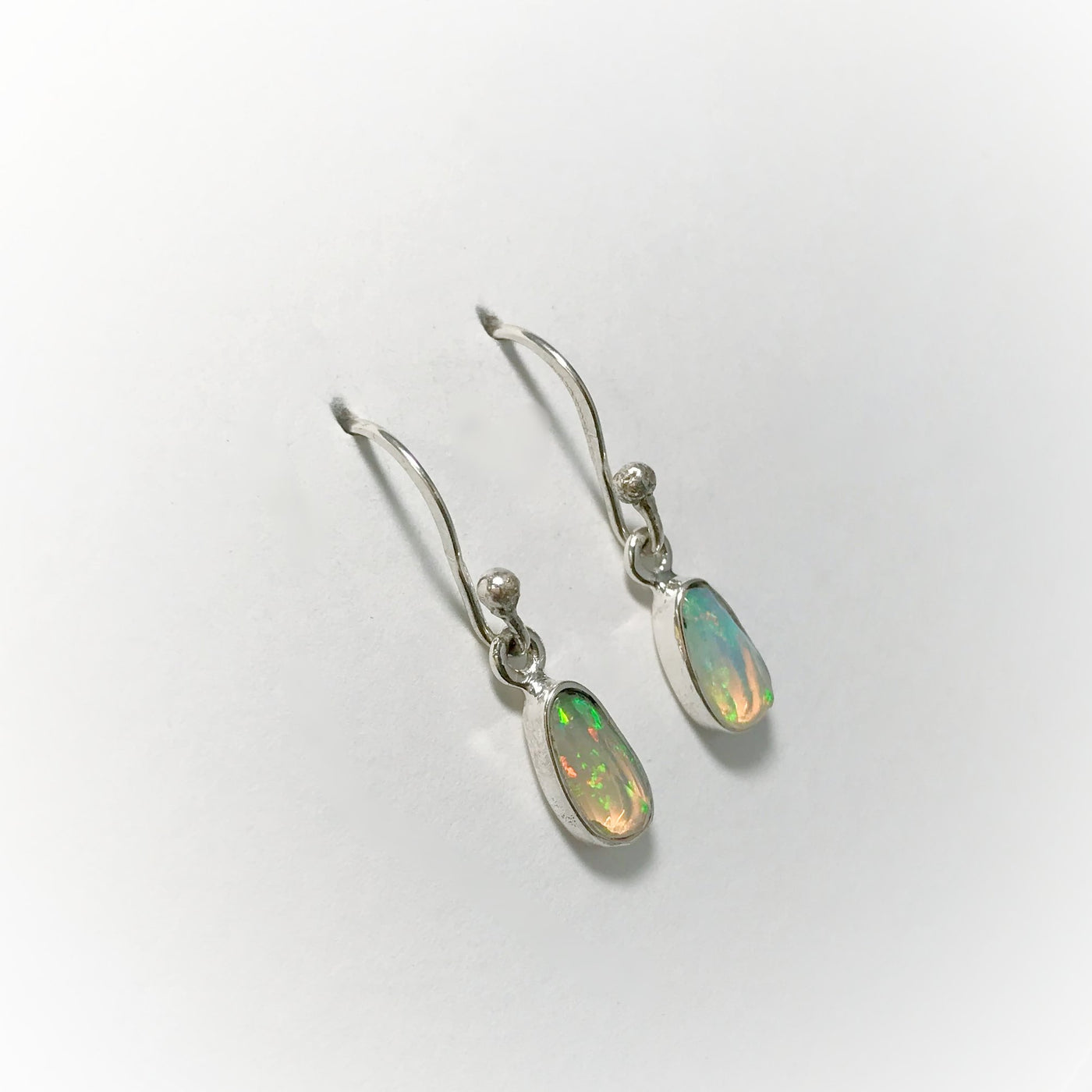 Ethiopian Fire Opal Freeform Faceted Dangle Earrings
