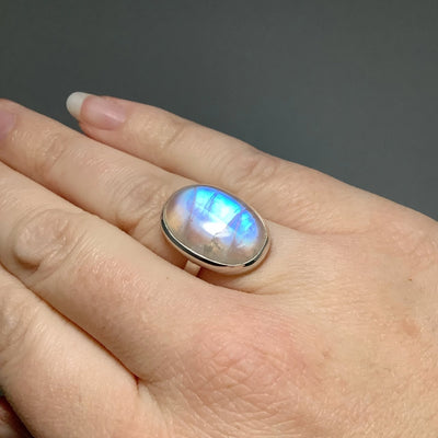 Rainbow Moonstone Ring - Size 9