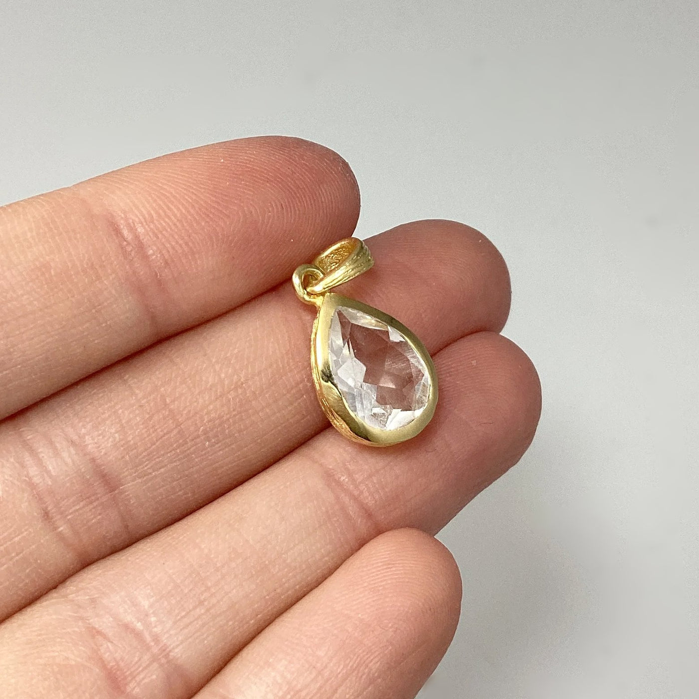 Clear Quartz Gold Finish Pendant