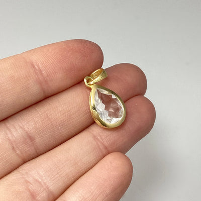 Clear Quartz Gold Finish Pendant