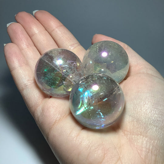 Opalescent Aura Quartz Sphere - Rocks and Gems Canada