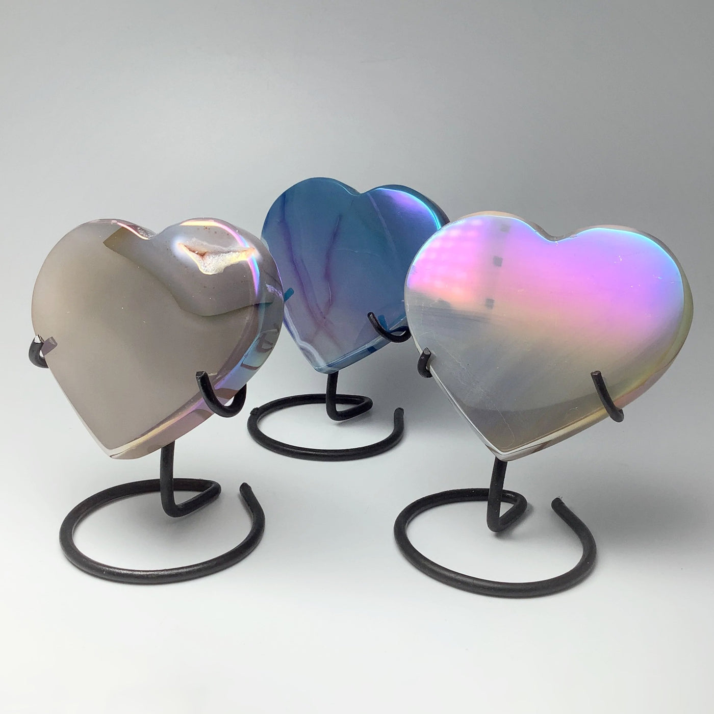 Rainbow Agate Heart on Stand at $55 Each