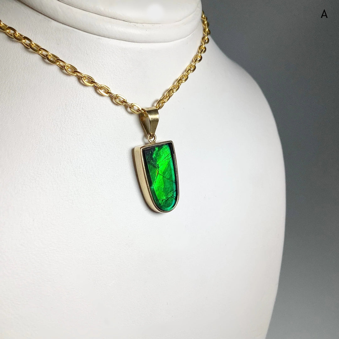 Alberta Ammolite 14K Gold Pendant - Rocks and Gems Canada