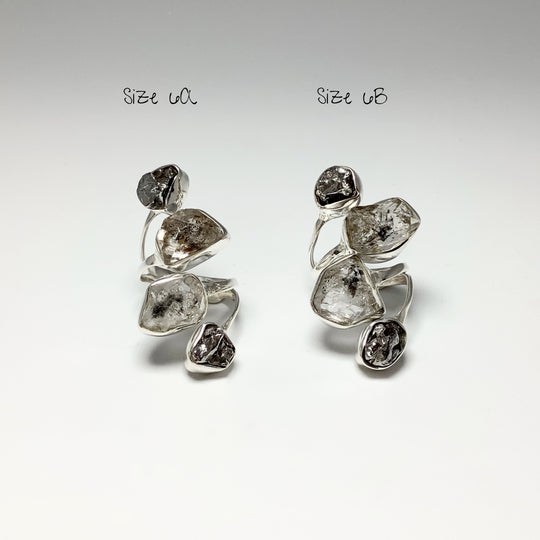Campo Del Cielo Meteorite and Herkimer Diamond Adjustable Ring - Rocks and Gems Canada