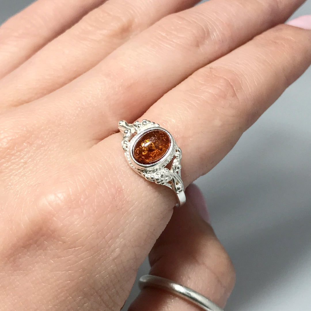 Cognac Amber Ring - Rocks and Gems Canada