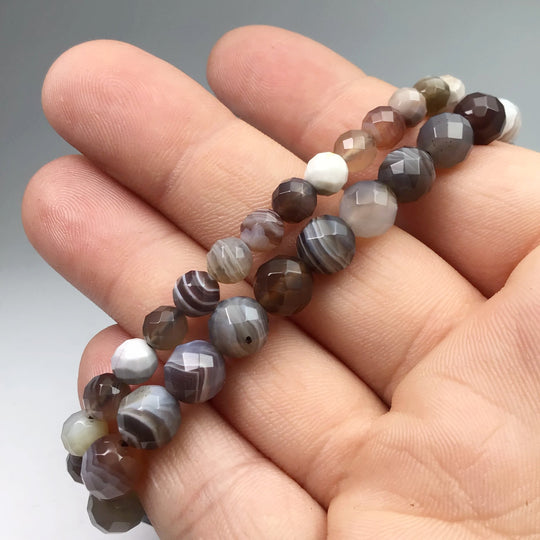 Botswana Agate Faceted Beaded Bracelet - Rocks and Gems Canada