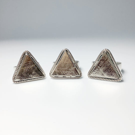 Muonionalusta Meteorite Triangle Setting Ring - Rocks and Gems Canada