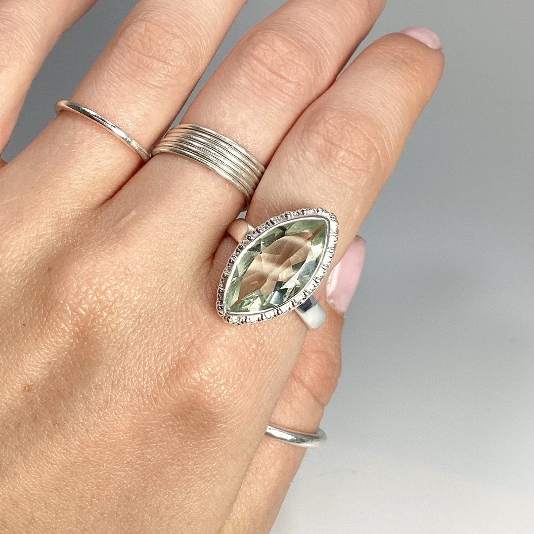 Green Amethyst Marquise Cut Ring - Rocks and Gems Canada