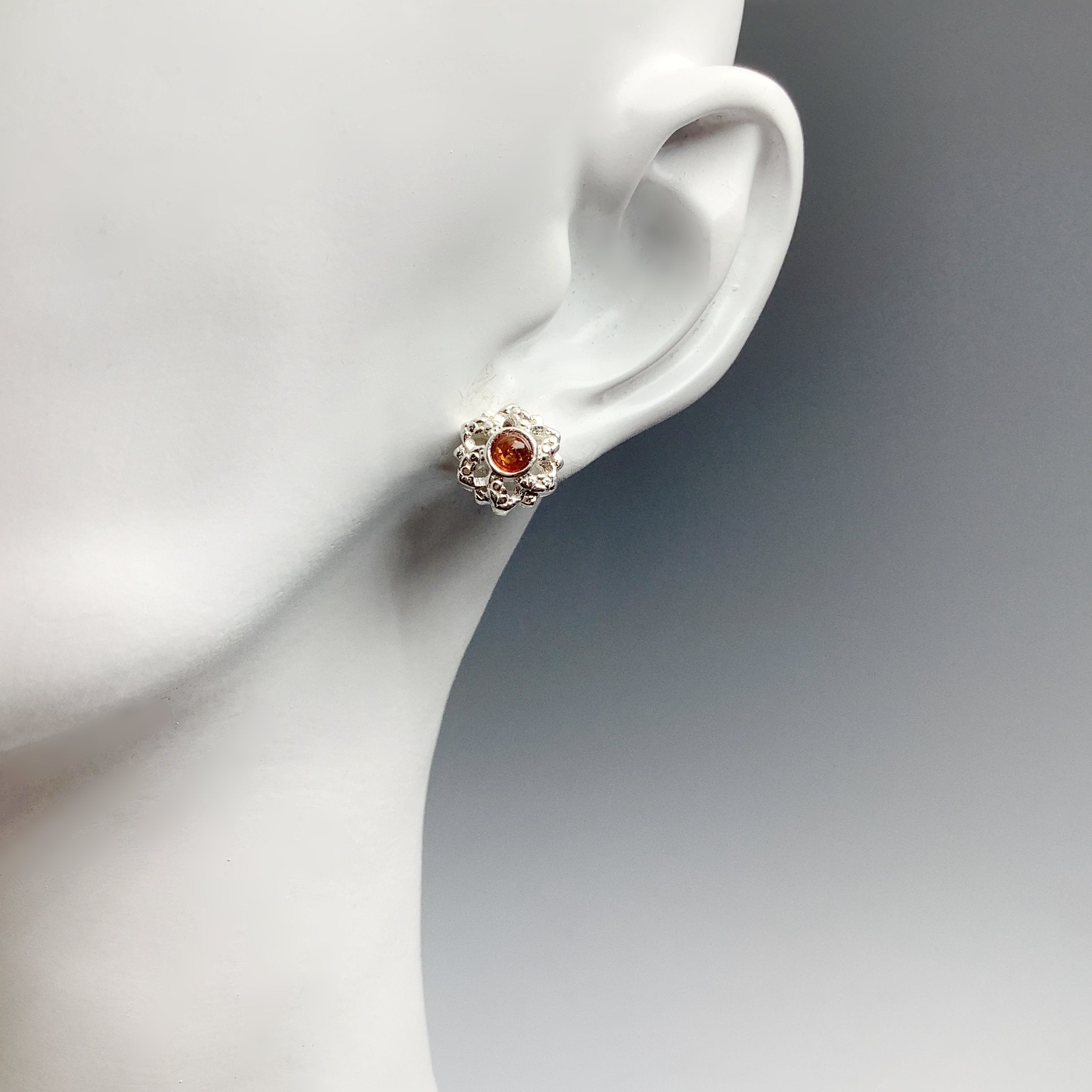 Cognac Amber Stud Earrings - Rocks and Gems Canada