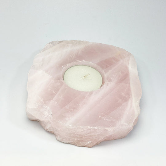 Rose Quartz Candle Holder - Rocks and Gems Canada