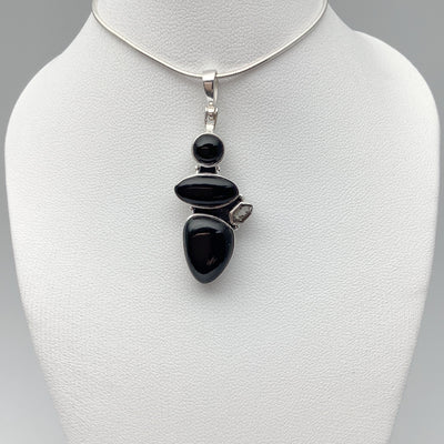 Black Onyx and Herkimer Diamond Pendant