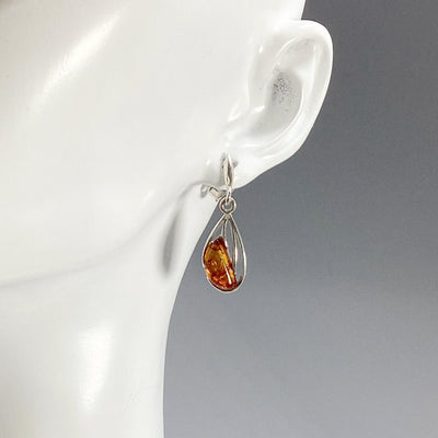 Cognac Amber Stud Earrings