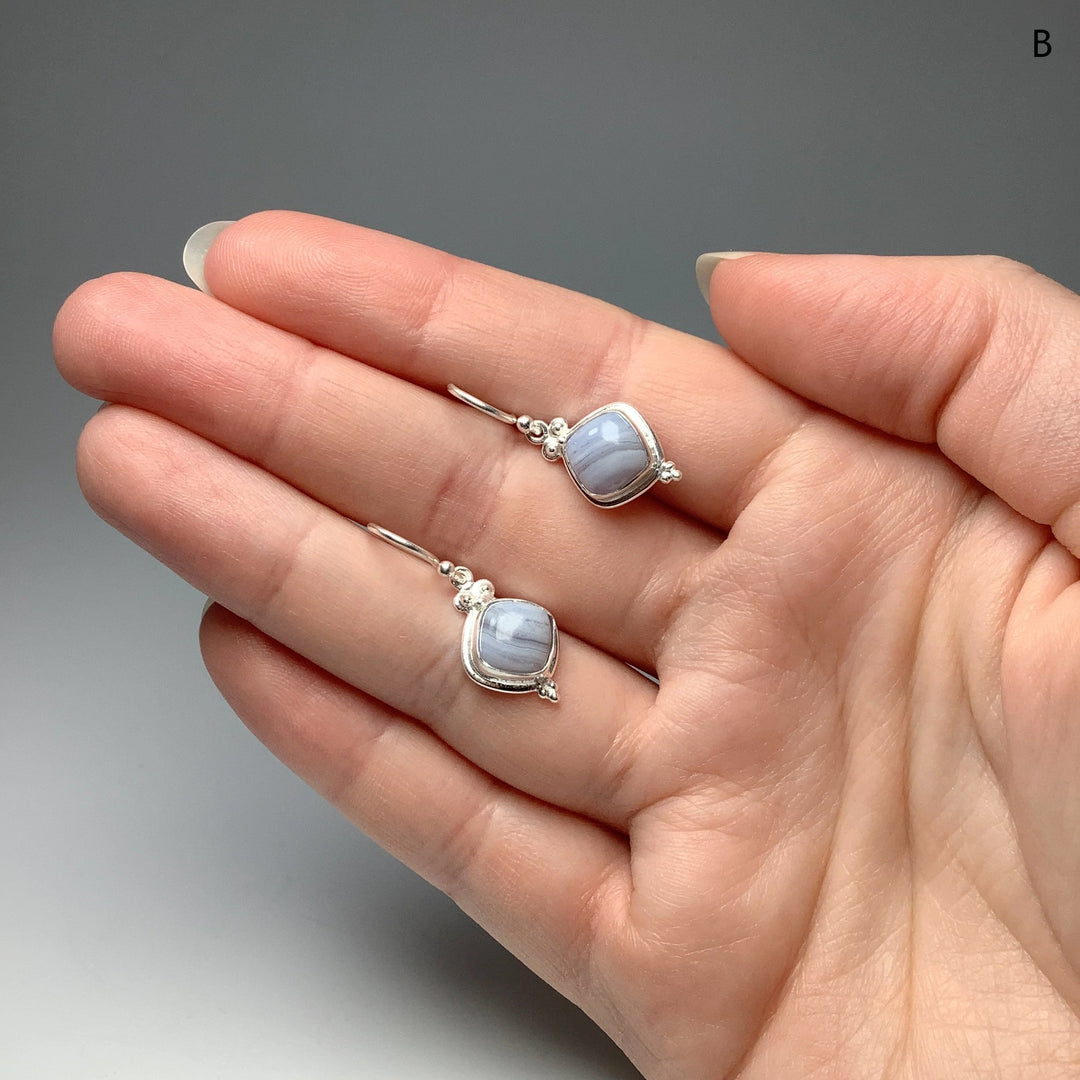 Blue Lace Agate Dangle Earrings - Rocks and Gems Canada