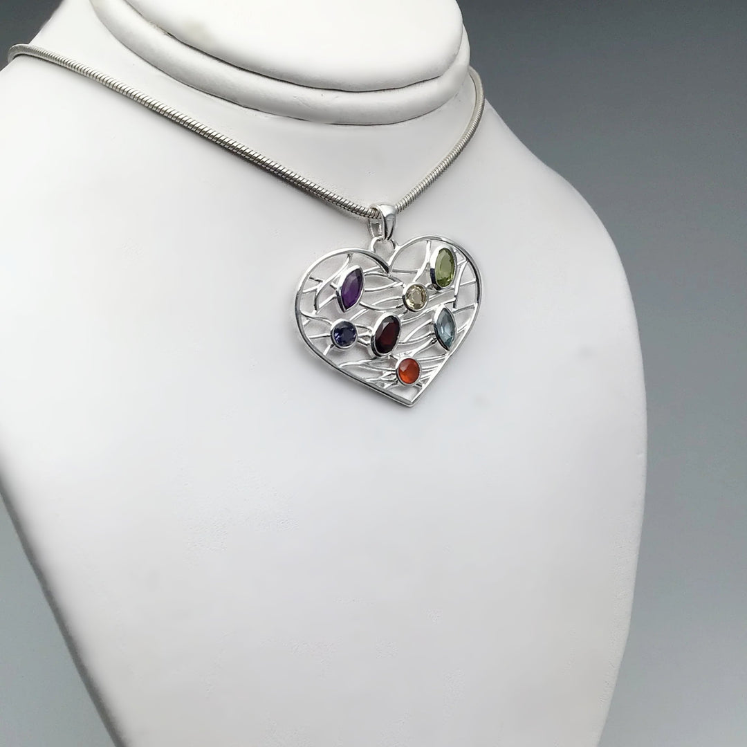 Multistone Heart Pendant - Rocks and Gems Canada