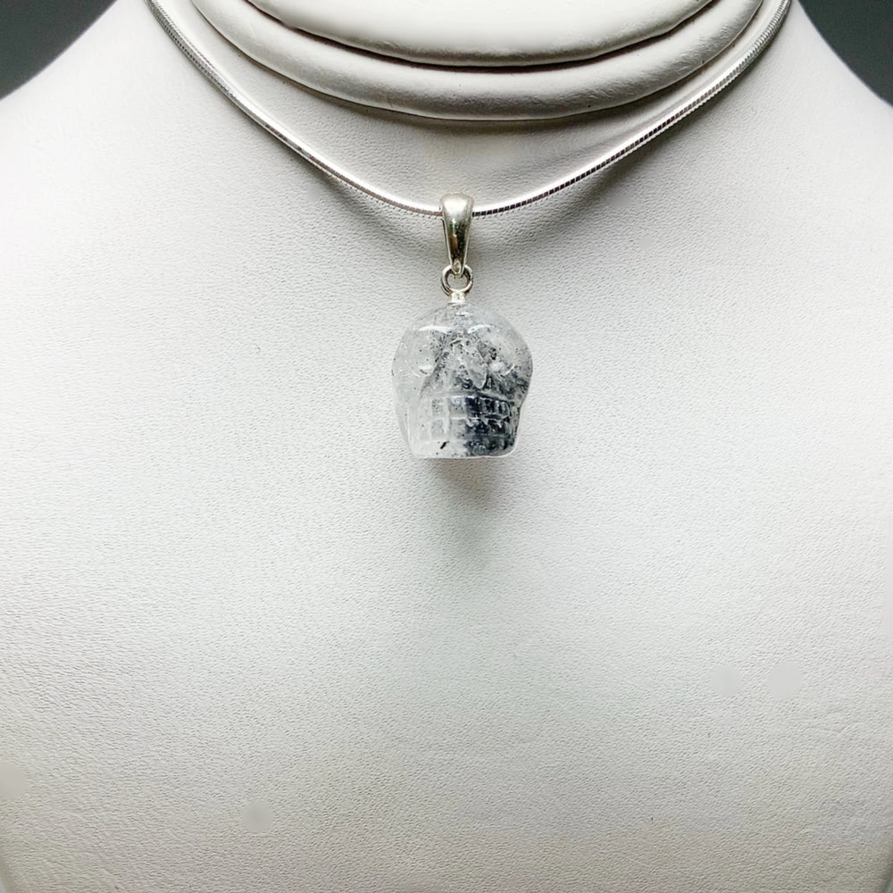 Tourmalated Quartz Skull Pendant - Rocks and Gems Canada